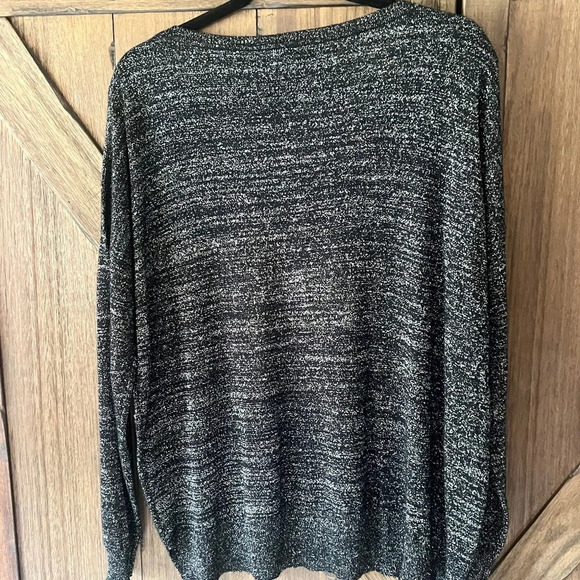 Joie Metallic V Neck Lightweight Black Sweater Size Medium EUC - Picture 2 of 4